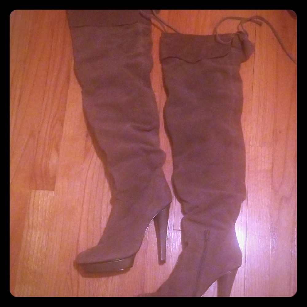 Thigh high boots.
